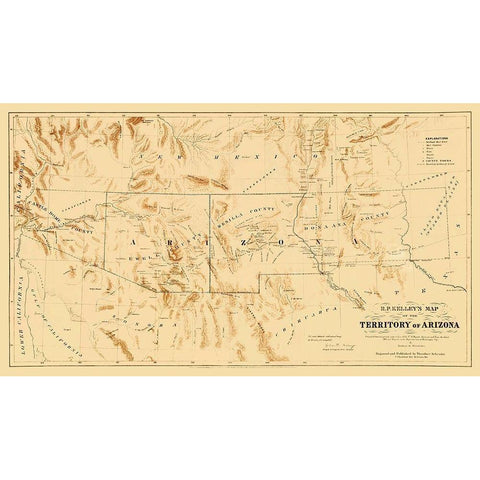 Arizona Territory from R.P. Kelley - Schrader 1860 Black Modern Wood Framed Art Print by Schrader