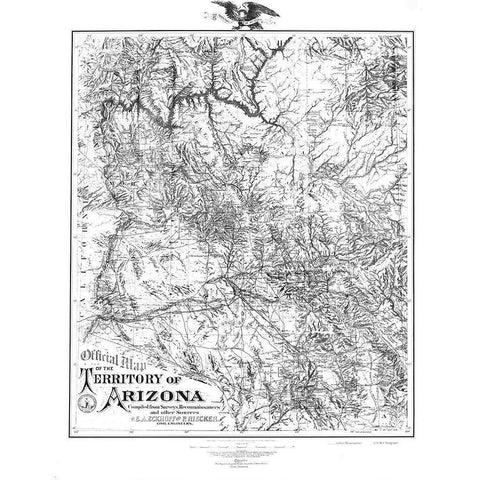 Arizona Territory - Riecker 1880 Black Modern Wood Framed Art Print by Riecker