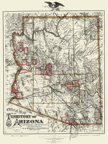Arizona Territory - Eckhoff 1880 White Modern Wood Framed Art Print with Double Matting by Eckhoff