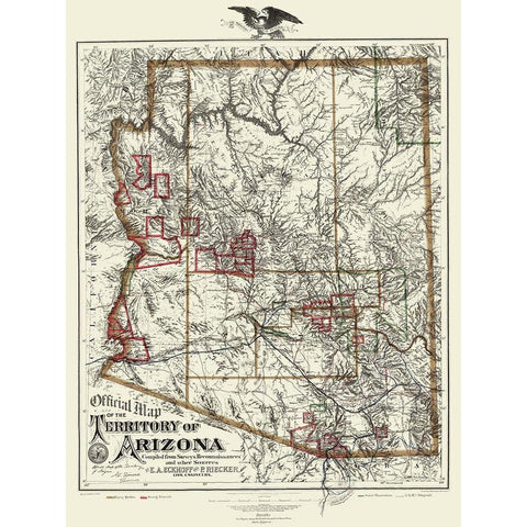 Arizona Territory - Eckhoff 1880 Black Modern Wood Framed Art Print by Eckhoff