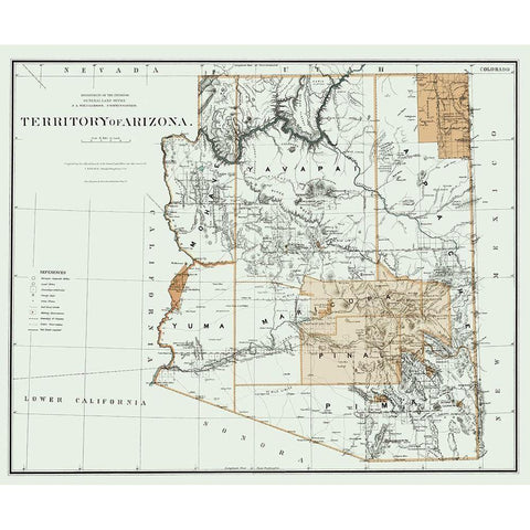Arizona Territory - Bien 1879 Black Modern Wood Framed Art Print with Double Matting by Bien