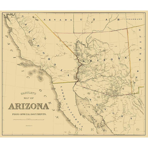 Arizona - Hartley 1863 Black Modern Wood Framed Art Print with Double Matting by Hartley