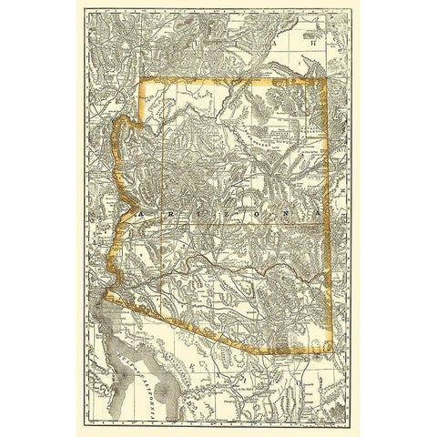 Arizona - Rand McNally 1876 White Modern Wood Framed Art Print by Rand McNally