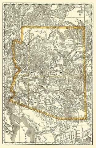 Arizona - Rand McNally 1876 White Modern Wood Framed Art Print with Double Matting by Rand McNally