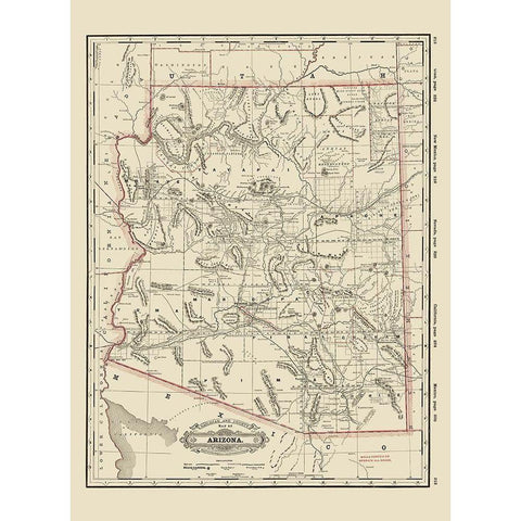 Arizona - Cram 1889 Black Modern Wood Framed Art Print with Double Matting by Cram
