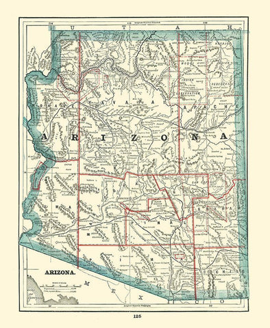 Arizona - Rathbun 1893 Black Ornate Wood Framed Art Print with Double Matting by Rathbun