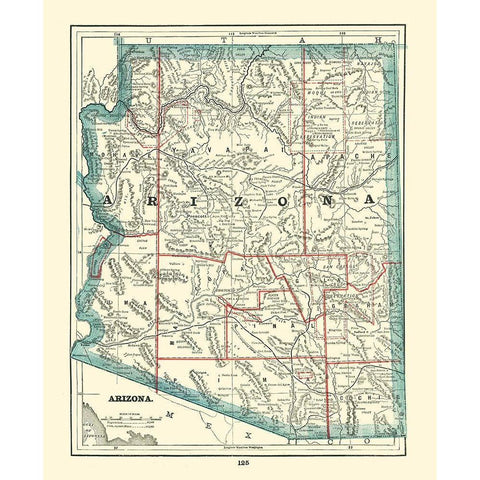 Arizona - Rathbun 1893 Black Modern Wood Framed Art Print by Rathbun