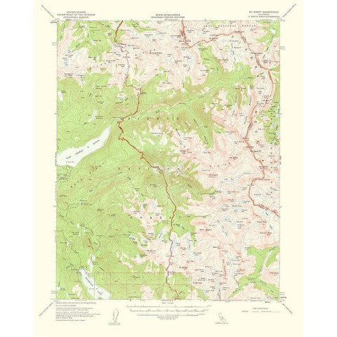 Mt Abbot California Quad - USGS 1963 White Modern Wood Framed Art Print by USGS