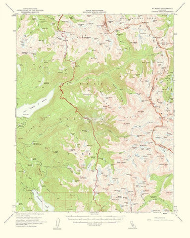 Mt Abbot California Quad - USGS 1963 White Modern Wood Framed Art Print with Double Matting by USGS