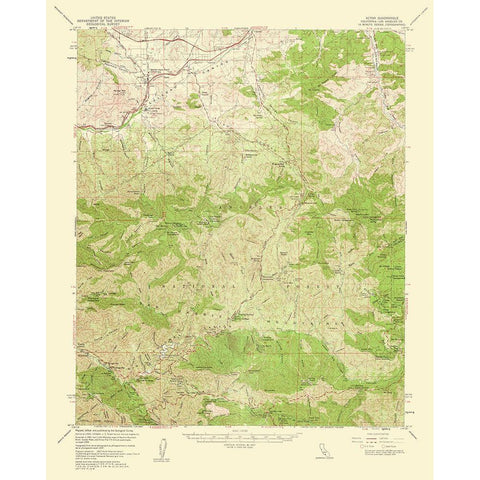 Acton California Quad - USGS 1961 Black Modern Wood Framed Art Print with Double Matting by USGS