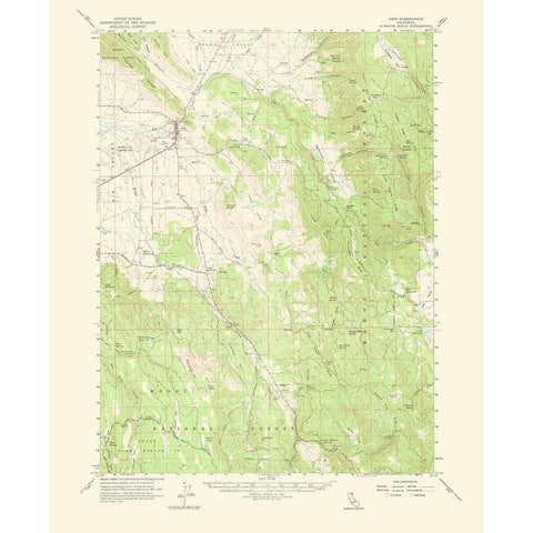 Adin California Quad - USGS 1964 Gold Ornate Wood Framed Art Print with Double Matting by USGS