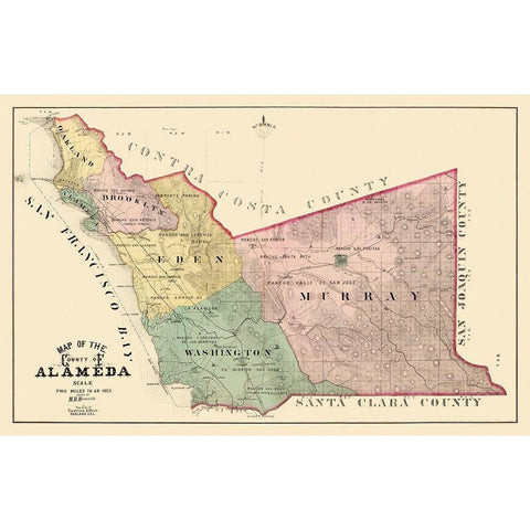 Alameda California Landowner - Thompson 1878 Black Modern Wood Framed Art Print by Thompson