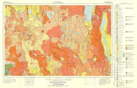 Geologic California Alturas Sheet - Gay 1956 Black Ornate Wood Framed Art Print with Double Matting by Gay
