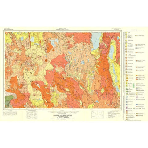 Geologic California Alturas Sheet - Gay 1956 Black Modern Wood Framed Art Print by Gay