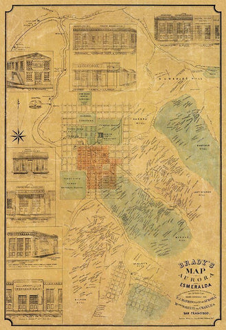 Aurora, Esmeralda California Landowner - Brady Black Ornate Wood Framed Art Print with Double Matting by Brady