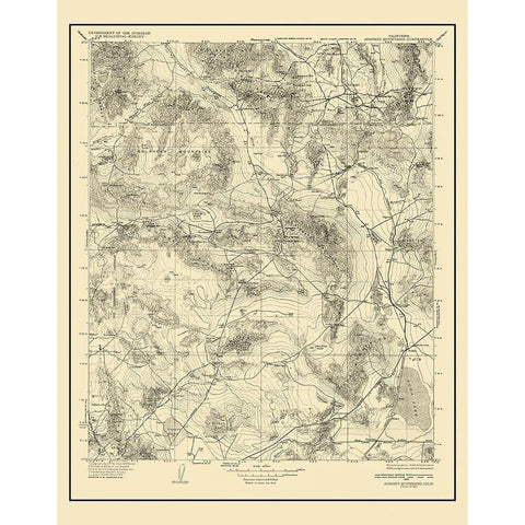 Avawatz California Quad - USGS 1933 Black Modern Wood Framed Art Print with Double Matting by USGS