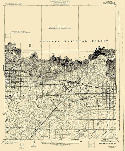 Azusa California Quad - USGS 1928 Black Ornate Wood Framed Art Print with Double Matting by USGS