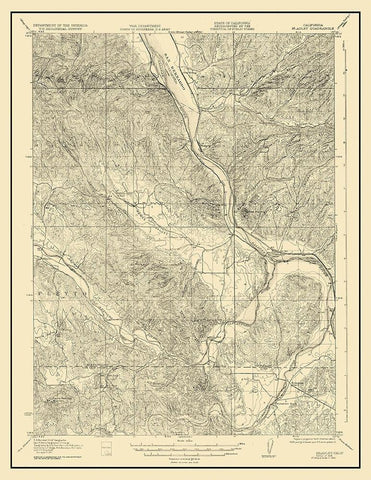 Bradley California Quad - USGS 1929 Black Ornate Wood Framed Art Print with Double Matting by USGS