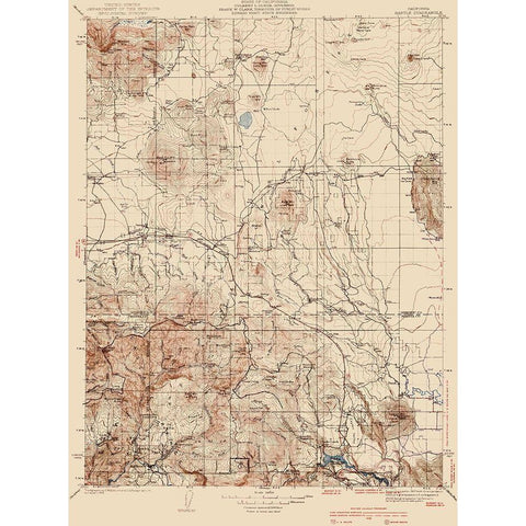 Bartle California Quad - USGS 1939 White Modern Wood Framed Art Print by USGS