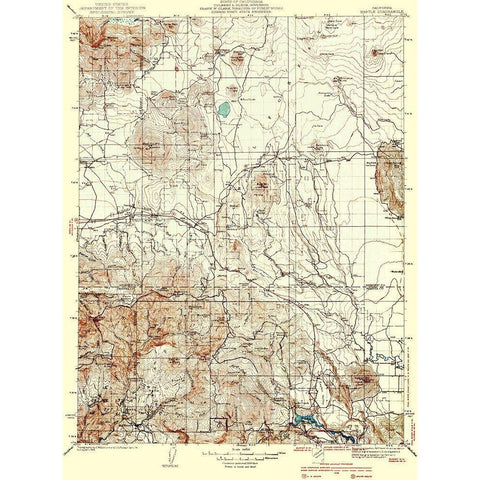 Bartle California Quad - USGS 1939 Gold Ornate Wood Framed Art Print with Double Matting by USGS