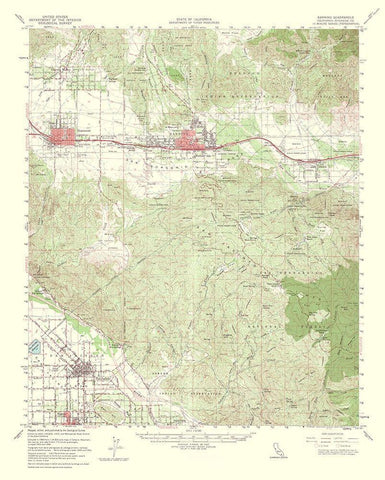 Banning California Quad - USGS 1964 White Modern Wood Framed Art Print with Double Matting by USGS