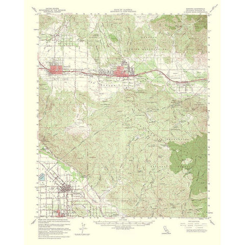 Banning California Quad - USGS 1964 Black Modern Wood Framed Art Print by USGS