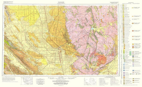 California Bakersfield Sheet - Smith 1957 White Modern Wood Framed Art Print with Double Matting by Smith