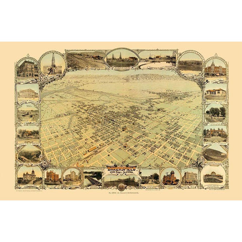 Bakersfield California - Stone 1901  Black Modern Wood Framed Art Print by Stone