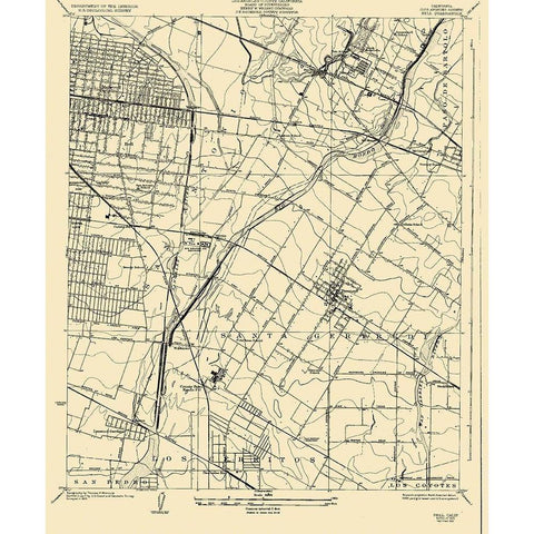 Bell California Quad - USGS 1925 White Modern Wood Framed Art Print by USGS