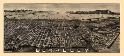 Berkeley California - Green 1909  Black Ornate Wood Framed Art Print with Double Matting by Green
