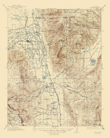 Bishop California Quad - USGS 1913 Black Ornate Wood Framed Art Print with Double Matting by USGS