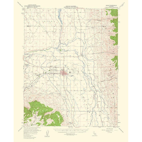 Bishop California Quad - USGS 1963 White Modern Wood Framed Art Print by USGS