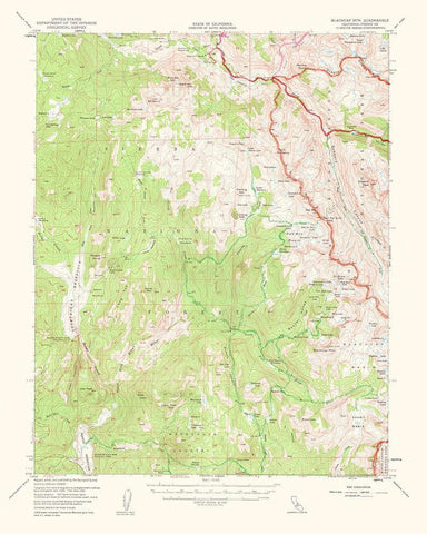 Blackcap Mountain California Quad - USGS 1962 White Modern Wood Framed Art Print with Double Matting by USGS