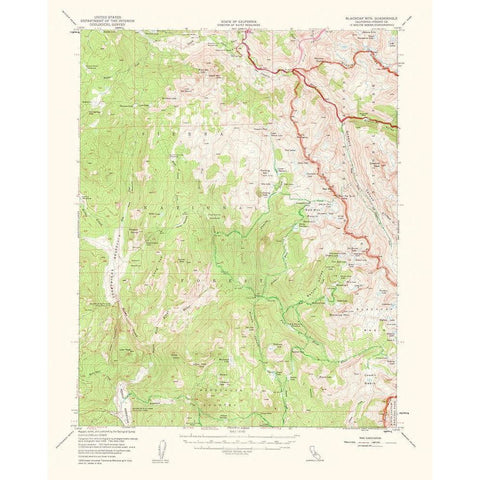 Blackcap Mountain California Quad - USGS 1962 White Modern Wood Framed Art Print by USGS