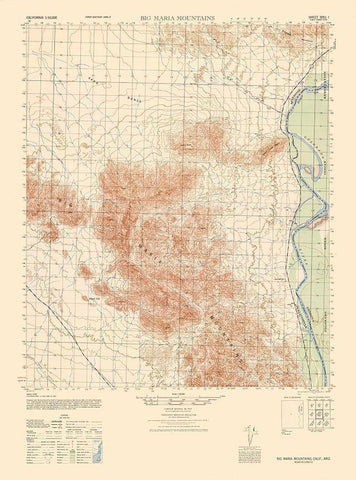 Big Maria Mountains Sheet - US Army  1944 White Modern Wood Framed Art Print with Double Matting by US Army