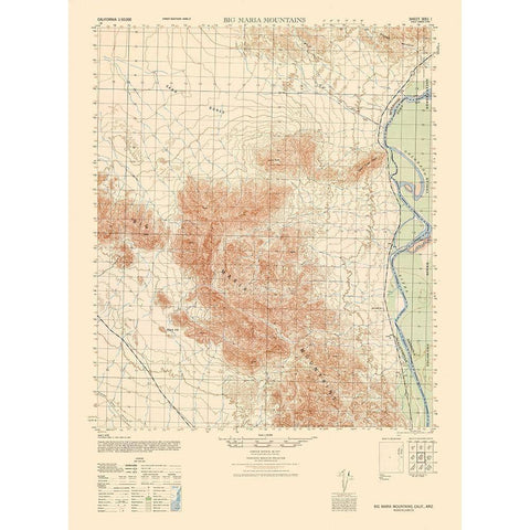 Big Maria Mountains Sheet - US Army  1944 Gold Ornate Wood Framed Art Print with Double Matting by US Army