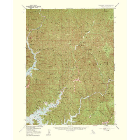 Bollibokka Mountain California Quad - USGS 1959 Gold Ornate Wood Framed Art Print with Double Matting by USGS