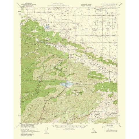 Bouquet Reservoir California Quad - USGS 1960 Gold Ornate Wood Framed Art Print with Double Matting by USGS