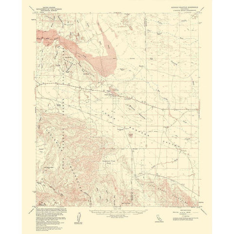 Borrego Mountain California Quad - USGS 1961 White Modern Wood Framed Art Print by USGS