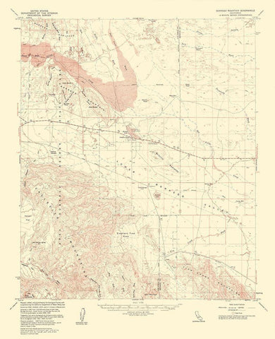 Borrego Mountain California Quad - USGS 1961 White Modern Wood Framed Art Print with Double Matting by USGS