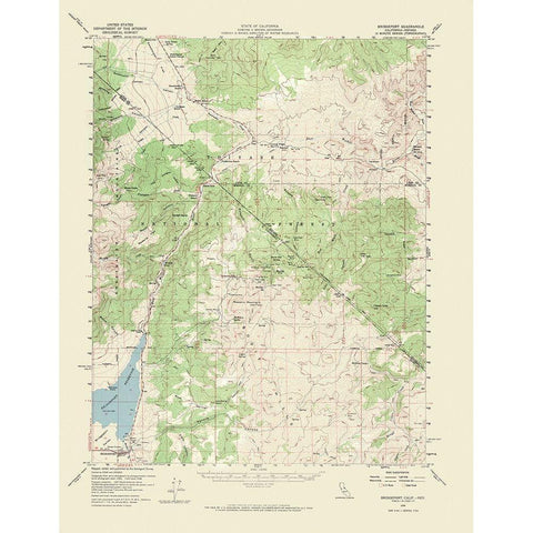 Bridgeport California Nevada Quad - USGS 1958 White Modern Wood Framed Art Print by USGS