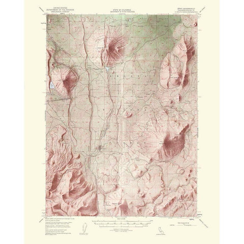 Bray California Quad - USGS 1963 Black Modern Wood Framed Art Print with Double Matting by USGS