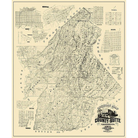 Butte California Landowner - McGann 1877 White Modern Wood Framed Art Print by McGann