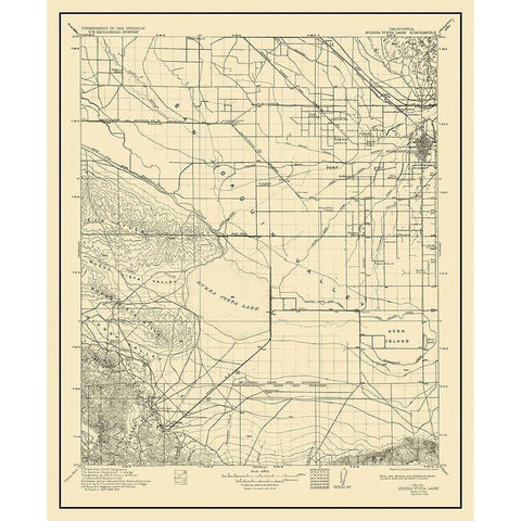 Buena Vista Lake California Quad - USGS 1912 Black Modern Wood Framed Art Print with Double Matting by USGS