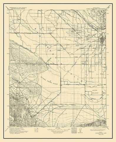 Buena Vista Lake California Quad - USGS 1912 Black Ornate Wood Framed Art Print with Double Matting by USGS