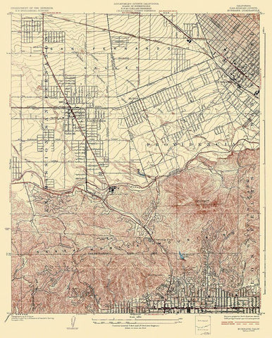 Burbank California Quad - USGS 1926 Black Ornate Wood Framed Art Print with Double Matting by USGS