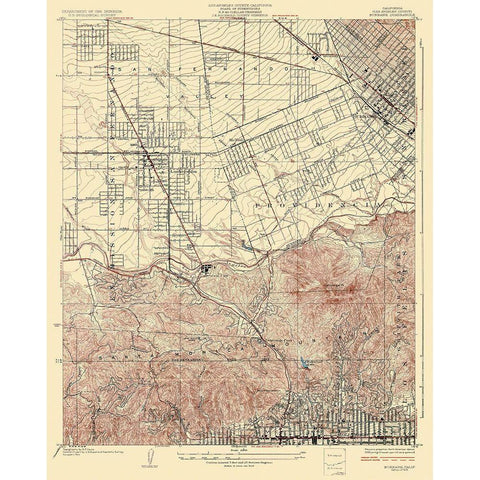 Burbank California Quad - USGS 1926 White Modern Wood Framed Art Print by USGS