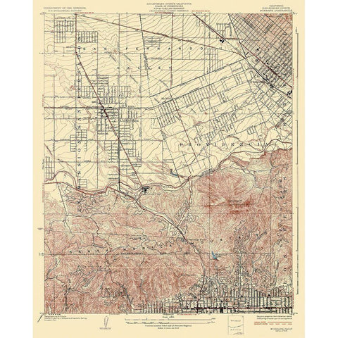 Burbank California Quad - USGS 1926 Black Modern Wood Framed Art Print by USGS