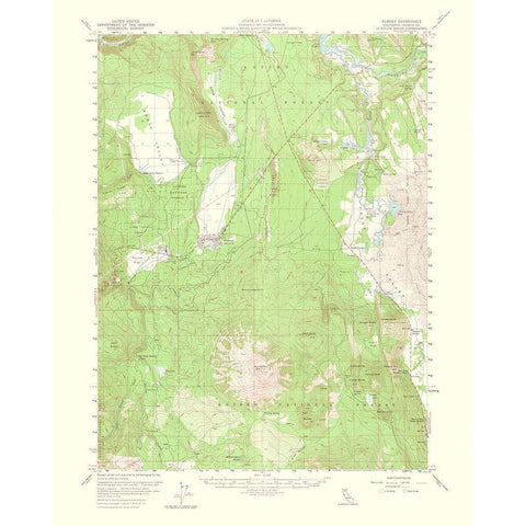 Burney California Quad - USGS 1964 Black Modern Wood Framed Art Print with Double Matting by USGS