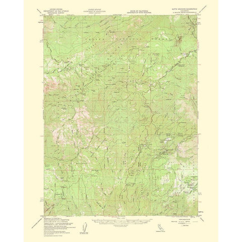 Butte Meadows California Quad - USGS 1963 Gold Ornate Wood Framed Art Print with Double Matting by USGS